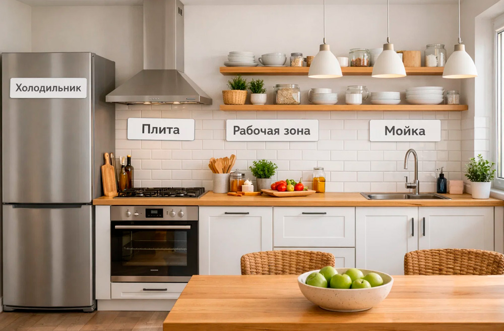 Грамотное расположение техники на кухне